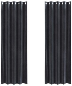 Cortinas Blackout vidaXL com Ilhós 2 pcs Veludo Cinza Escuro