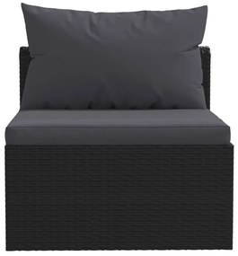 7 pcs conjunto lounge de jardim c/ almofadões vime PE preto