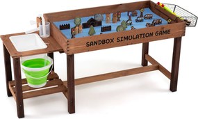 Mesa de Areia Infantil 2 em 1, 129 x 49 x 58 cm, Com Zona de Água, Castanho