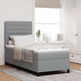 Cama Box Spring com Colchão Cinza Claro 90x200 cm Tecido