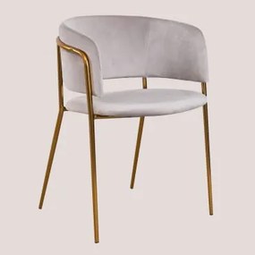 Cadeira de jantar de veludo Nalon Style Toupeira Claro & Dourado - Sklum