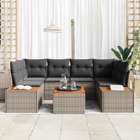Conjunto de Sofá de Jardim vidaXL de 6 Peças com Almofadas Cinza Polir