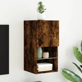 vidaXL Móvel de TV com luzes LED 30,5x30x60 cm carvalho fumado