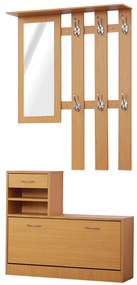 HOMCOM Móvel Cabide de Entrada de 3 Peças Armário de Entrada com Cabide Espelho Sapateira e Gaveta 90x10x102 cm Madeira |Aosom Portugal