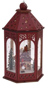 Lanterna Cena de Natal Vermelho 16X14X29CM