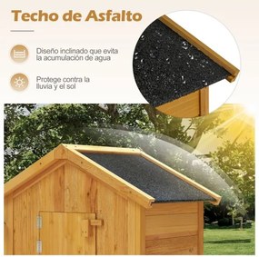 Abrigo, armario de jardim em madeira 76 x 51,5 x 178 cm com porta com fechadura, prateleiras removíveis, mesa lateral dobrável, telhado em asfalto Cas