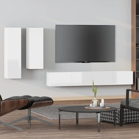 vidaXL 4 pcs conjunto móveis de TV madeira processada branco brilhante