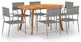 vidaXL 7 pcs conjunto de jantar para jardim antracite