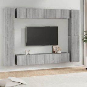 vidaXL Conjunto móveis de TV 10 pcs madeira processada sonoma cinza