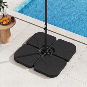 Base para guarda-sol, 4 peças, para encher com água ou areia, alças de transporte, 74 kg, quadrada, guarda-sol com saliência, para pátio, jardim, terr