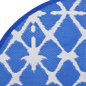Tapete de exterior Ø120 cm ARAKIL PP azul e branco