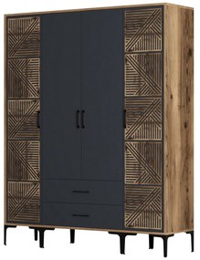 Guarda-roupa Kumsal PTP – Noz e Antracite – 160x47,5x201,4 cm
