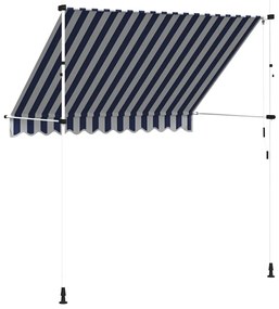 Toldo retrátil manual 250 cm riscas azuis e brancas