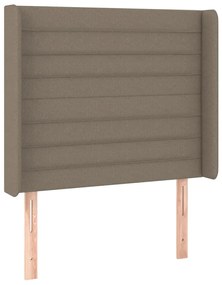 Cabeceira cama c/ LED tecido 93x16x118/128 cm cinza-acastanhado