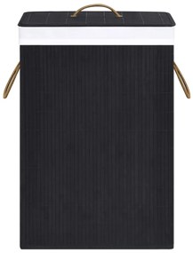 Cesto para roupa suja c/ 2 secções 72 L bambu preto