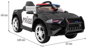 Carro elétrico para Crianças 12V GT Sport Policia Rodas Eva, Assento de couro