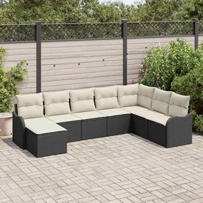 vidaXL Conjunto de Sofá de Jardim Preto vime PE