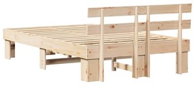 Estrado de Cama com Cabeceira 120x190 cm Madeira Maciça de Pinho