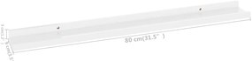 Prateleiras de parede 2 pcs 80x9x3 cm branco brilhante