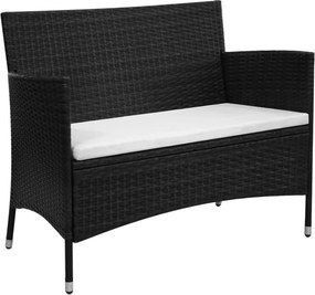vidaXL Banco de jardim 90 cm vime PE preto