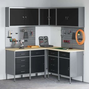 Conjunto de Armário e Painel de Ferramentas de 12 Peças vidaXL Preto M