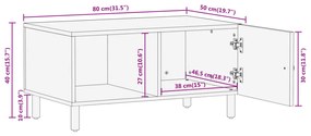 Mesa de centro 80x50x40 cm madeira de mangueira maciça