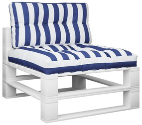 Almofadões p/ móveis de paletes 2 pcs tecido riscas azul/branco