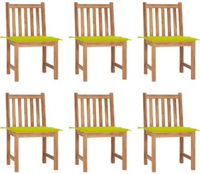 Cadeiras de jardim 6 pcs c/ almofadões madeira de teca maciça