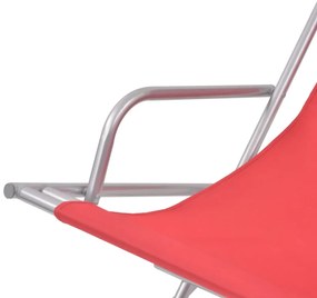 Cadeiras de jardim reclináveis 2 pcs aço vermelho
