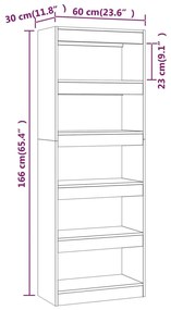 Estante/divisória 60x30x166cm contraplacado cor carvalho sonoma