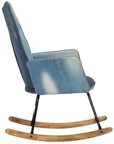 Cadeira de baloiço remendos lona azul denim