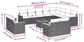 13 pcs conj. sofás jardim c/ almofadões vime PE bege misturado