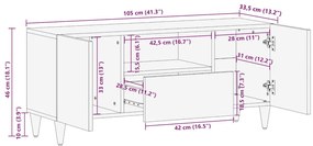 Móvel TV cinzento claro 105x33,5x46 cm madeira mangueira maciça