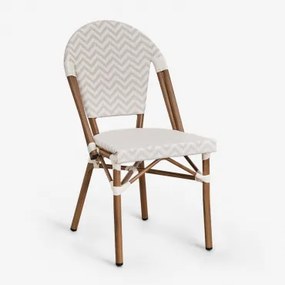 Pacote De 4 Cadeiras De Jardim Empilháveis Em Alumínio E Rattan Sintético Brielle Bistro Gardénia Branco - Nude Beige - Sklum