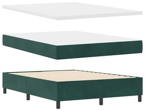 Cama Box Spring vidaXL com Colchão e LED Verde Escuro 140x200 cm Velud