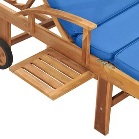 Espreguiçadeira com almofadão madeira teca maciça azul