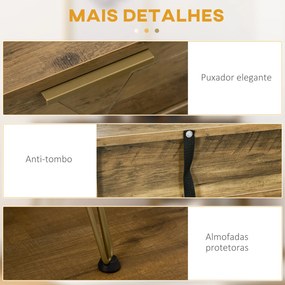 HOMCOM Consola Móvel de Entrada com 2 Gavetas Prateleira Aberta e Pés de Aço para Sala de Estar Corredor Estilo Moderno 120x29x79cm Madeira e Bronze