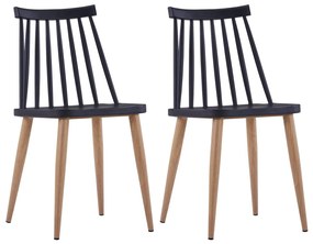 vidaXL Cadeiras de jantar 2 pcs plástico preto