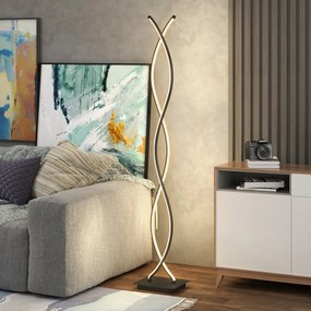 Candeeiro de pé para sala de estar, com 3 níveis de luminosidade reguláveis, espiral dupla e interruptor de pé, preto
