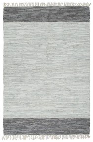 vidaXL Tapete chindi tecido à mão couro 80x160 cm cinzento