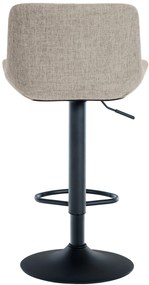 Conjunto de 2 bancos de bar Tover em tecido e com estrutura preta 48 x 81-105 x 54 cm Castanho acinzentado
