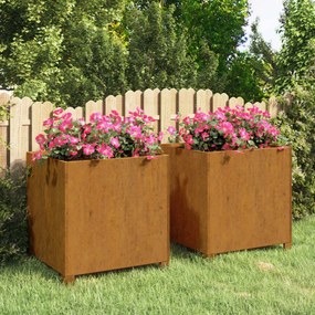 vidaXL Vaso/floreira c/ pernas 2 pcs 50x50x50cm aço corten enferrujado