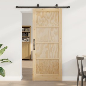 Porta Deslizante vidaXL com Conjunto de Ferragens 'ORKDAL'Madeira Maciça de Pinho