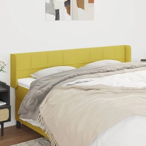 vidaXL Cabeceira de cama c/ abas tecido 163x16x78/88 cm verde