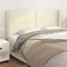 vidaXL Cabeceira cama c/ abas couro artificial 183x23x118/128 cm creme