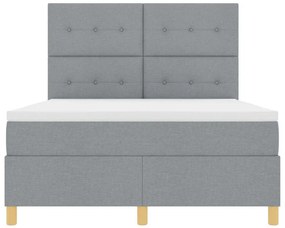 Cama com Estrutura Box Spring e Colchão &amp; Luz LED Cinzento Claro 140x2