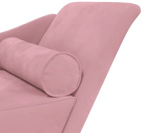 Chaise longue com almofadões veludo rosa