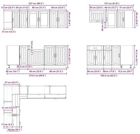 11 peças armário de cozinha conjunto Lucca concreto cinza