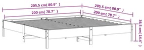 Estrutura de cama 200x200 cm pinho maciço castanho cera