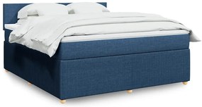 vidaXL Cama com molas/colchão 180x200 cm tecido azul